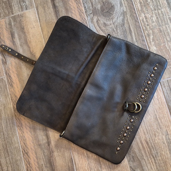 Liebeskind Dark Brown Leather Studded Detail Clutch Shoulder Crossbody Bag - Picture 8 of 16